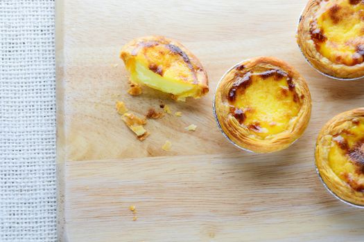 Portuguese Egg Tarts, is a kind of custard tart found in various Asian countries. The dish consists of an outer pastry crust and is filled with egg custard and baked.
