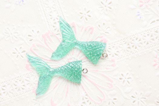 Mermaid tail glitter resin keychain charms
