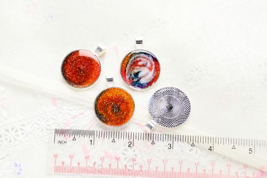 Steam Punk Style Pendant Necklace, Resin Art Multi Color Necklace, Resin pendant with cogs and timepiece
