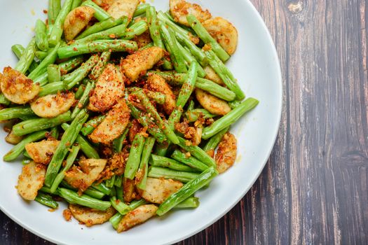 Stir Fried String Green Bean with Vietnamese Grilled Pork Sausage
