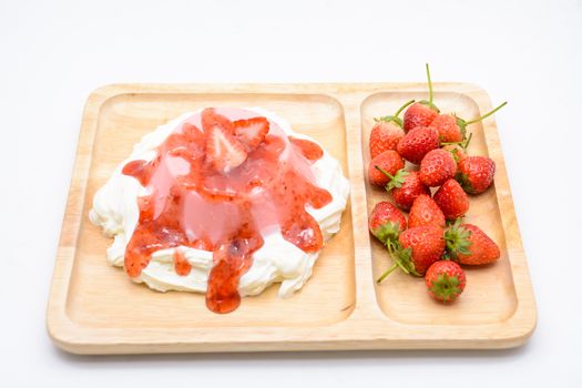 Italian dessert Pana Cotta with strawberries