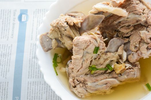 Slow Cooker Pork Bone Broth, it's simmered for many hours to extract as much nutrients from it. The long cooking time breaks down bone to release vitamins, collagen, nutrients are good for us.