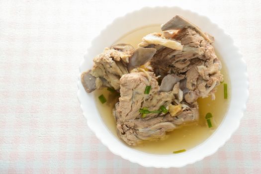 Slow Cooker Pork Bone Broth, it's simmered for many hours to extract as much nutrients from it. The long cooking time breaks down bone to release vitamins, collagen, nutrients are good for us.