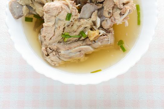 Slow Cooker Pork Bone Broth, it's simmered for many hours to extract as much nutrients from it. The long cooking time breaks down bone to release vitamins, collagen, nutrients are good for us.