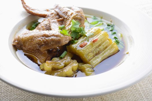 Braised Chicken Wings with Bitter Gourd