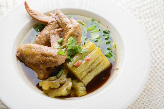 Braised Chicken Wings with Bitter Gourd