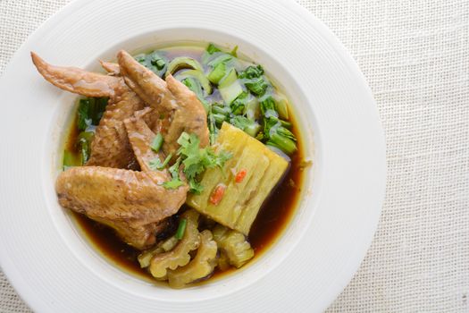 Braised Chicken Wings with Bitter Gourd