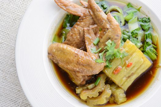 Braised Chicken Wings with Bitter Gourd