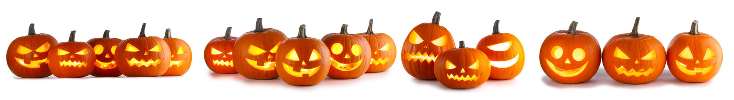 Set of Halloween Pumpkins isolated on white background