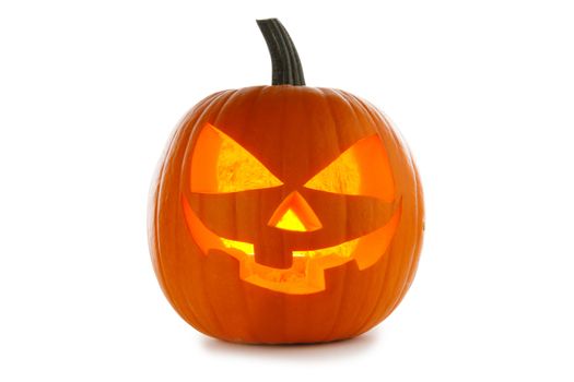 Glowing Halloween Pumpkin isolated on white background