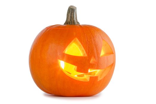 Glowing Halloween Pumpkin isolated on white background