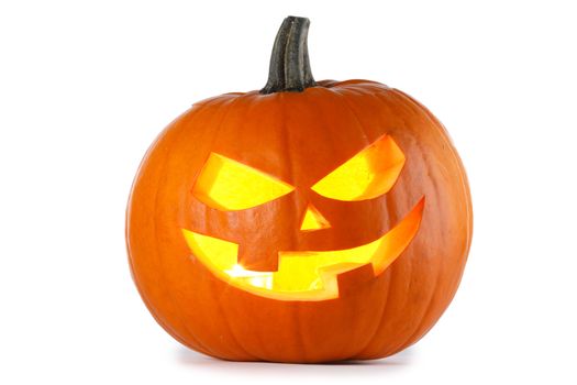 Glowing Halloween Pumpkin isolated on white background