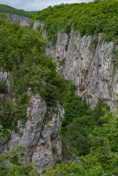 Panoramic view of canyon of Dryanovo river near
Monastery St. Archangel Michael, Gabrovo region, Bulgaria