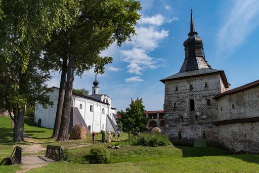 Deaf Tower and St. Sergius Church in the Kirillo-Belozersky Monastery, Vologda region. Russia