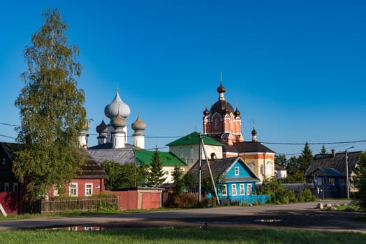 Assumption Cathedral  and Holy Cross Exaltation Church in the Tikhvin Assumption (Blessed Virgin Assumption) Monastery, Tikhvin, Russia