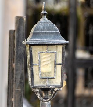 a good looking vintage street lamp - yellow color dominated. photo has taken at izmir/turkey.