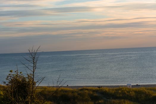 Panorama sunset on the beach at the Baltic Sea