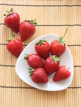 strawberry on a bamboo mat