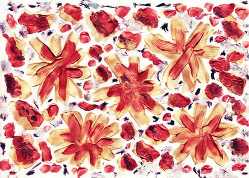 Rusty red autumn hand painted floral background. Flower decoration design for card, backdrop, covers, wallpaper