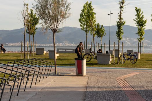 a wide panoramic shoot from a park at coast. photo has taken from izmir/turkey.