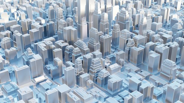 3d abstract modern city in sunny day. 3D illustration