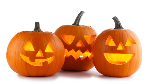Three Halloween Pumpkins isolated on white background