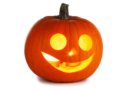 One Halloween Pumpkin isolated on white background