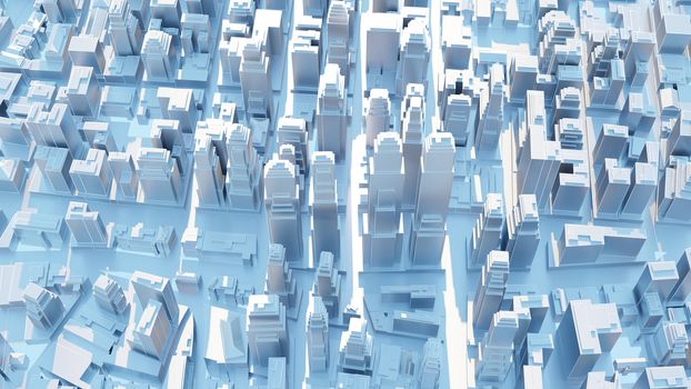 3d abstract modern city in sunny day. 3D illustration