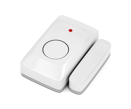 Window and door alarm sensor on white background