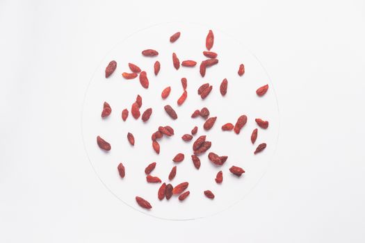 Candied goji berries isolated on white backgroud. 