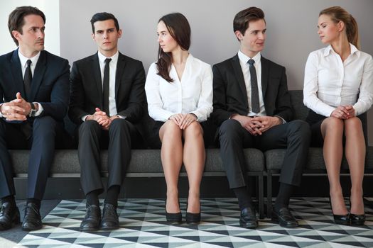 Human Resources Interview Recruitment Job Concept business people sitting in a row