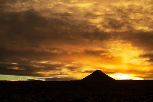 Mount Keilir on sunset in Reykjanes near Reykjavik, Iceland