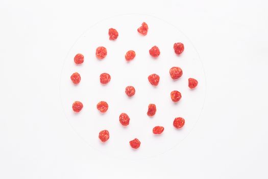 Candied cherries isolated on white backgroud. 