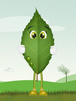 funny illustration of leaf