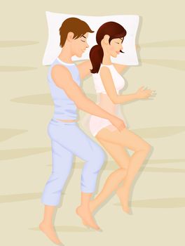 illustration of man and woman sleeping in the bed