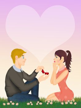 illustration of man with engagement ring