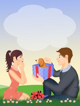 illustration of give a puppy
