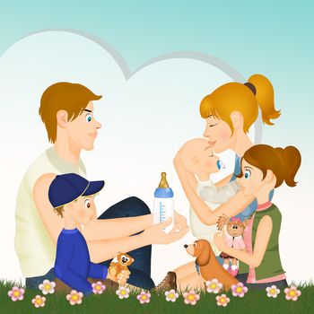 illustration of happy family