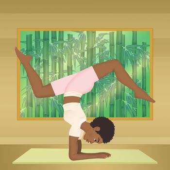 illustration of black girl doing yoga