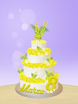 illustration of mimosa cake for Women's day