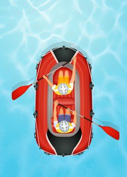 illustration of rafting from above