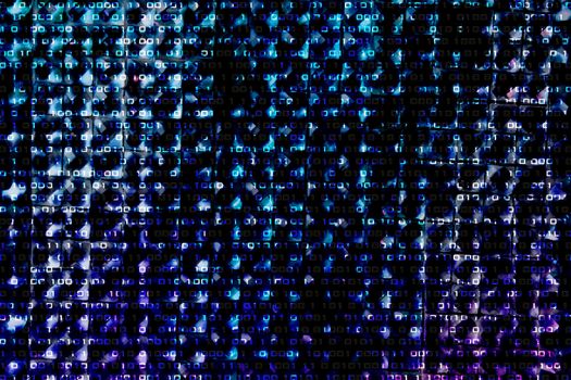 An abstract background with system lights with binary code on it.