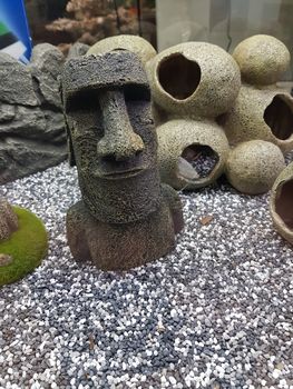  Ancient ruins Mayan head on the beach        