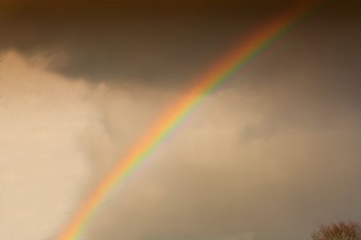 Fabulous magic landscape rainbow. Cloud with abstract big volume texture.