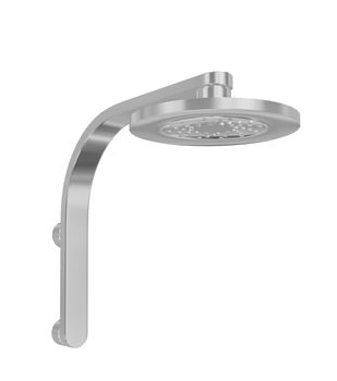 Modern shower head with chrome finish, 3D illustration, isolated against a white background