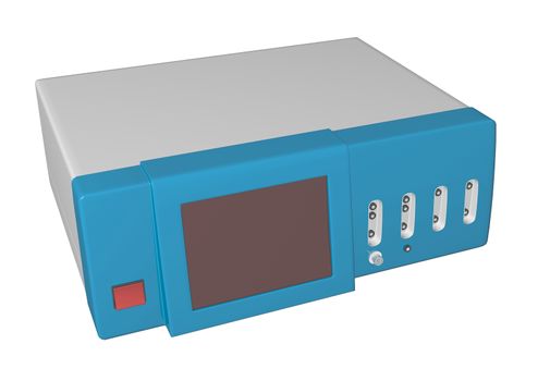 EGC or electrocardiogram device or cardiograph, 3D illustration, isolated against a white background.