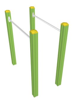 Pull-up bars, 3D illustration, isolated against a white background.
