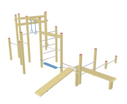 Sit-up and pull-up bars, 3D illustration, isolated against a white background