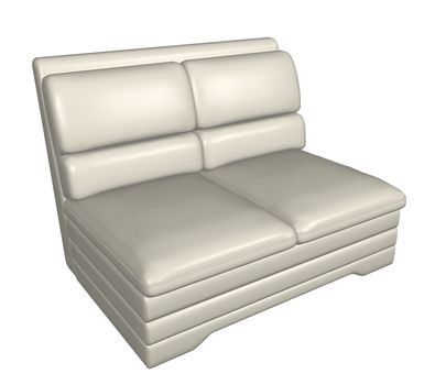 Two-seater all-leather sofa, white, 3D vector illustration
