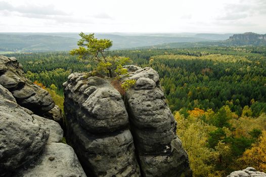 Autumn landscape - rocks, forests - all beautifully colored